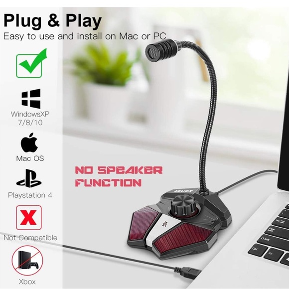 ZELIER USB Computer Microphone, PC Mic with Volume Control,Mute Button&LED Indic - Picture 3 of 10